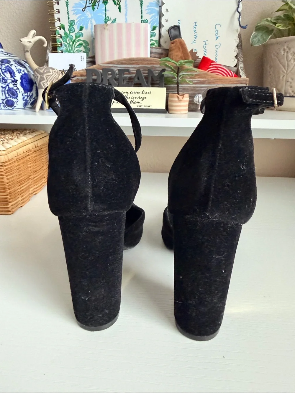 Lulus Laura Black Velvet Ankle Strap Heels